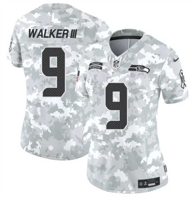 Women%27s Seattle Seahawks #9 Kenneth Walker III 2024 F.U.S.E Arctic Camo Salute To Service Limited Stitched Jersey Dzhi